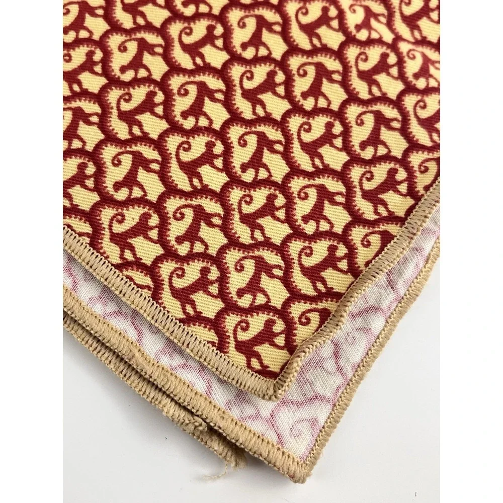 P Kaufmann Fabric Monkey Cloth Napkins SET of 6 Yellow Red Whimsy Maximalist